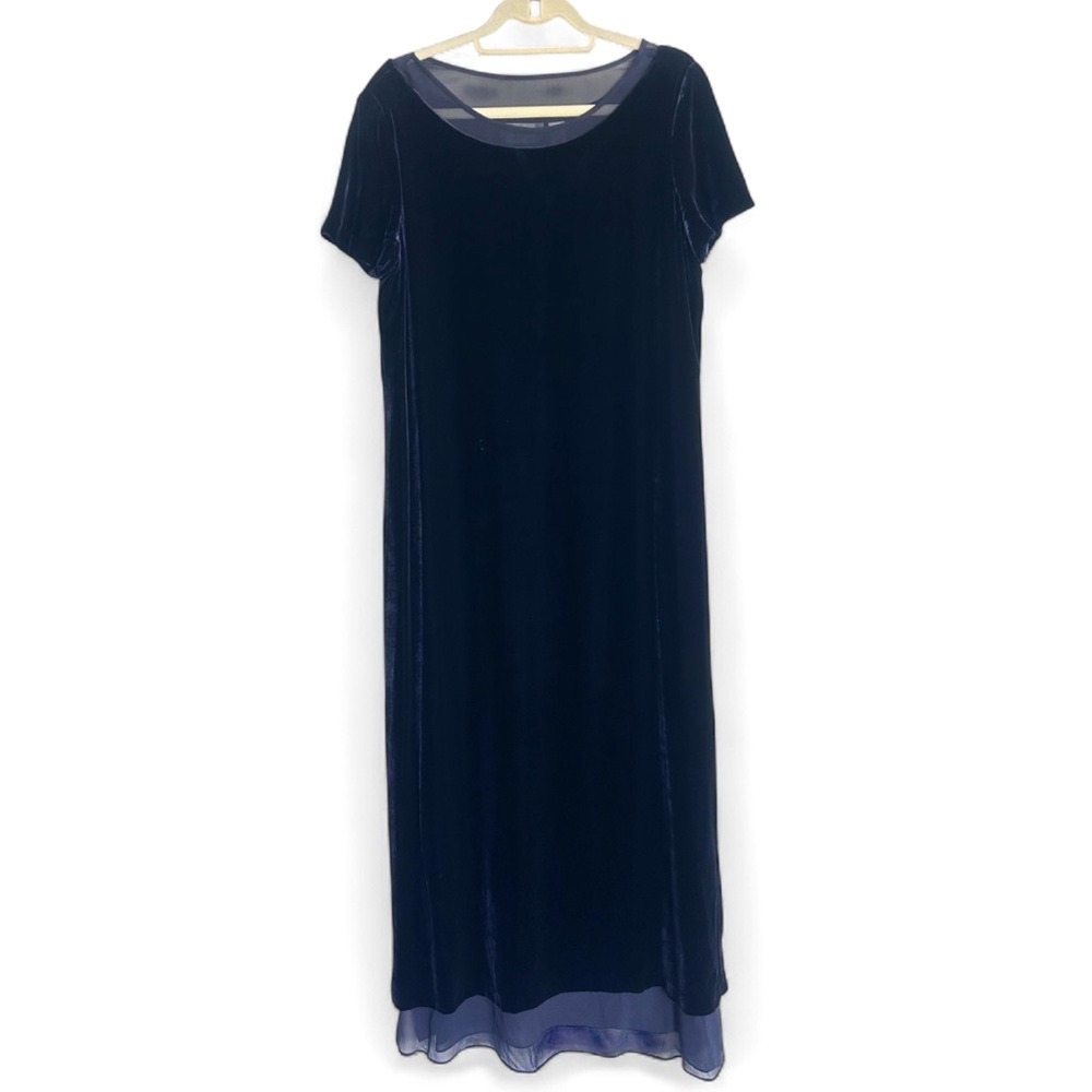 VTG DANA B & KAREN 90s Velvet Silk Maxi Slip Dress Fairy Grunge Whimsigoth Sz 10